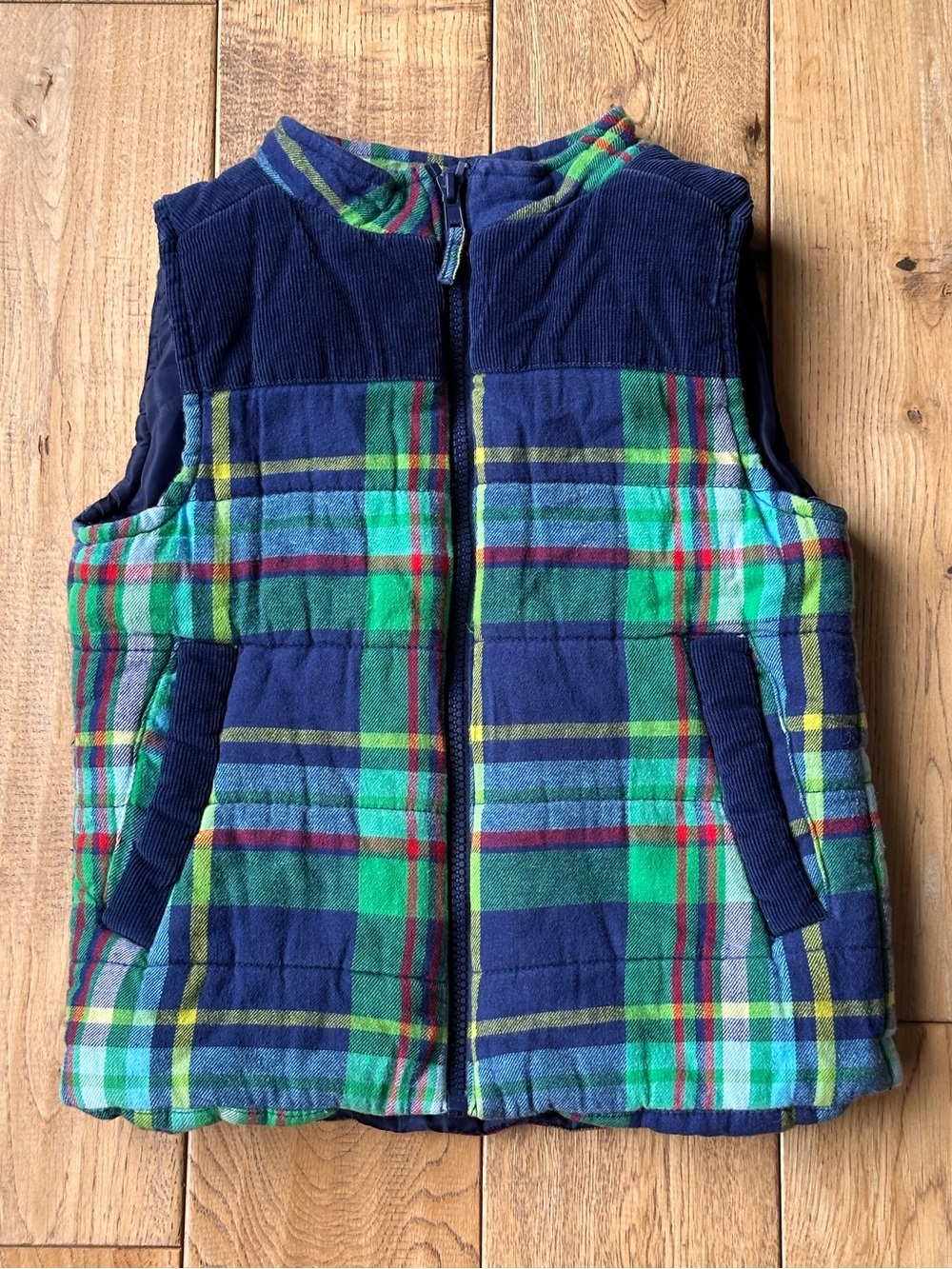 J. Khaki Plaid Puffer Vest size 6